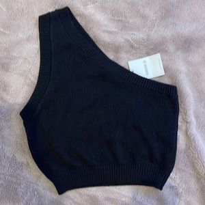 Forever 21 Cropped One Shoulder Sweater Tank sz M NWT